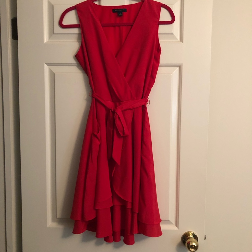 Like-new Bright red/orange Faux Wrap dress